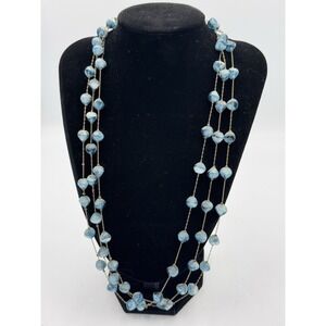Vintage Multi Strand Light And Dark Blue Stone Necklace